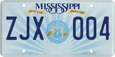 MS license plate ZJX004