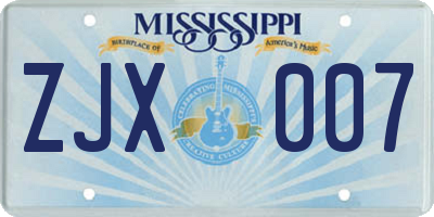 MS license plate ZJX007