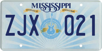 MS license plate ZJX021