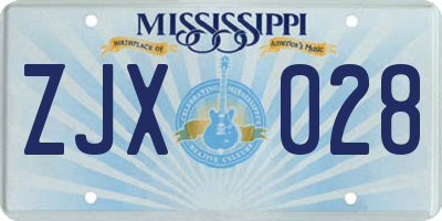 MS license plate ZJX028