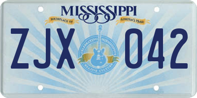 MS license plate ZJX042