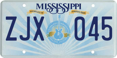 MS license plate ZJX045