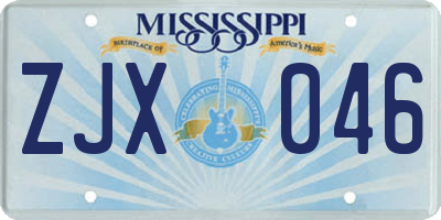 MS license plate ZJX046