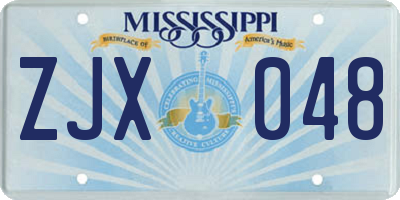 MS license plate ZJX048