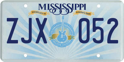 MS license plate ZJX052