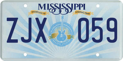 MS license plate ZJX059