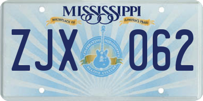 MS license plate ZJX062