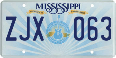 MS license plate ZJX063