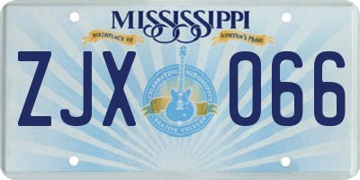 MS license plate ZJX066