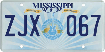 MS license plate ZJX067