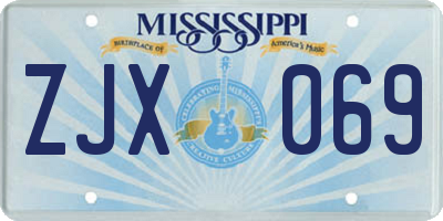 MS license plate ZJX069