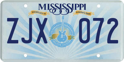 MS license plate ZJX072
