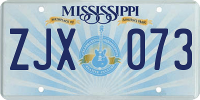 MS license plate ZJX073