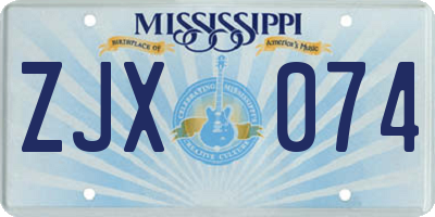 MS license plate ZJX074