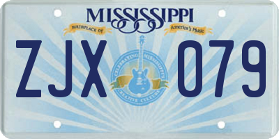 MS license plate ZJX079