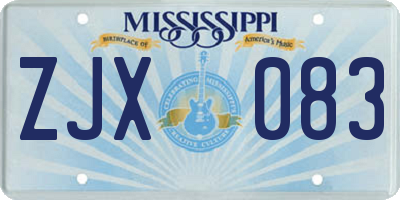 MS license plate ZJX083