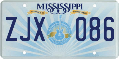 MS license plate ZJX086