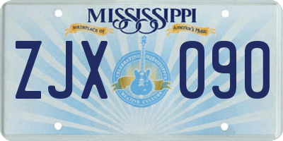 MS license plate ZJX090
