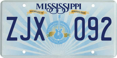 MS license plate ZJX092