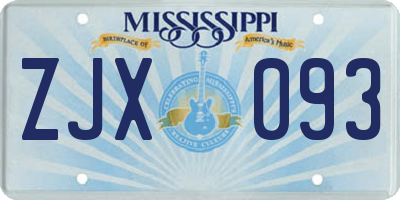 MS license plate ZJX093