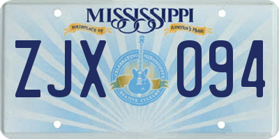 MS license plate ZJX094