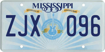 MS license plate ZJX096