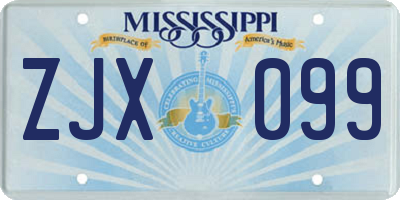 MS license plate ZJX099