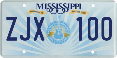 MS license plate ZJX100