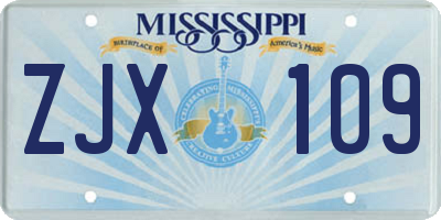 MS license plate ZJX109