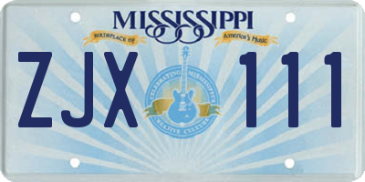 MS license plate ZJX111