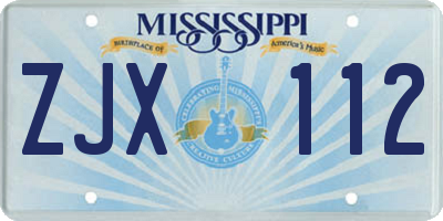MS license plate ZJX112