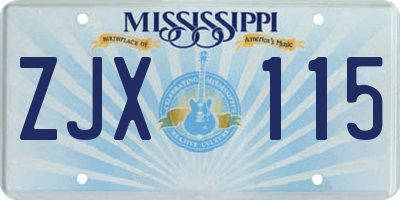 MS license plate ZJX115