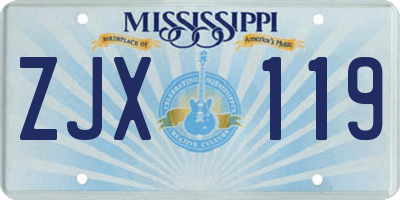 MS license plate ZJX119