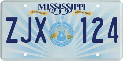 MS license plate ZJX124