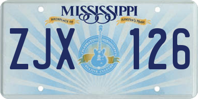 MS license plate ZJX126