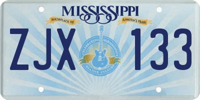MS license plate ZJX133