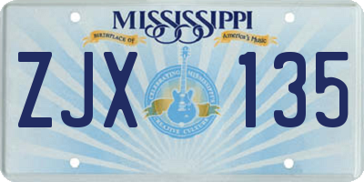 MS license plate ZJX135