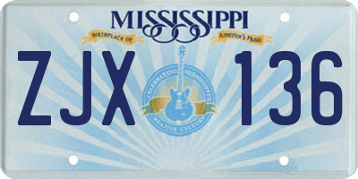 MS license plate ZJX136