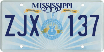 MS license plate ZJX137