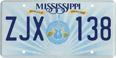 MS license plate ZJX138