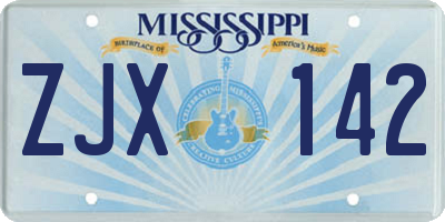 MS license plate ZJX142