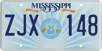 MS license plate ZJX148