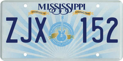 MS license plate ZJX152