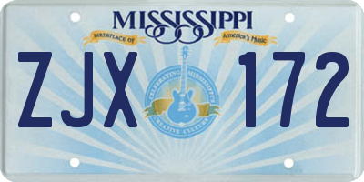 MS license plate ZJX172