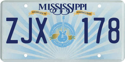 MS license plate ZJX178