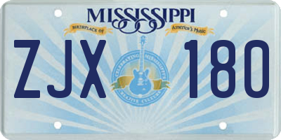 MS license plate ZJX180