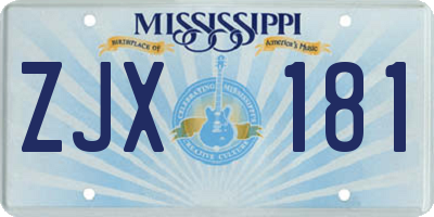 MS license plate ZJX181