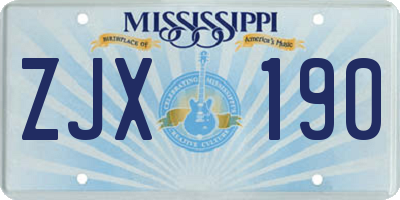 MS license plate ZJX190