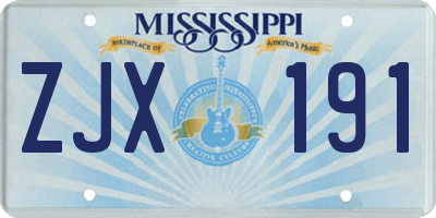 MS license plate ZJX191