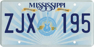MS license plate ZJX195